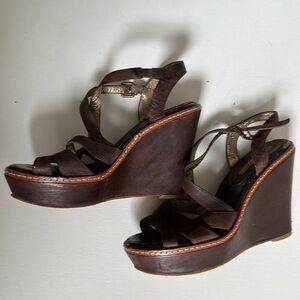 Banana Republic brown leather platform sandals women’s US 7.5